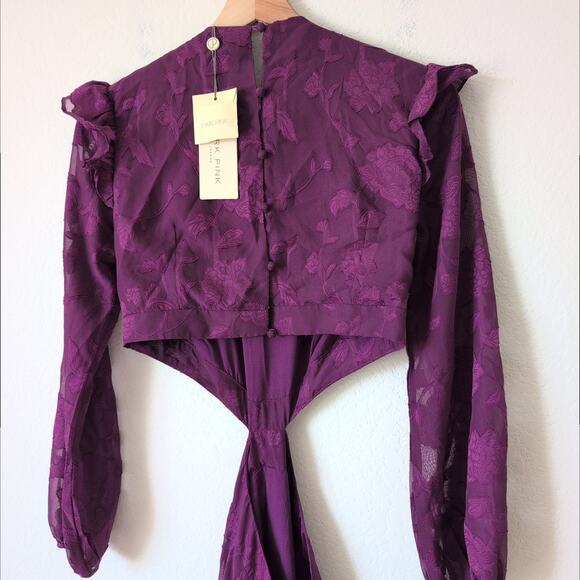 NWT Dark Pink London UK Womens Dress US 6 Purple Long Sleeve Maxi - Picture 9 of 10